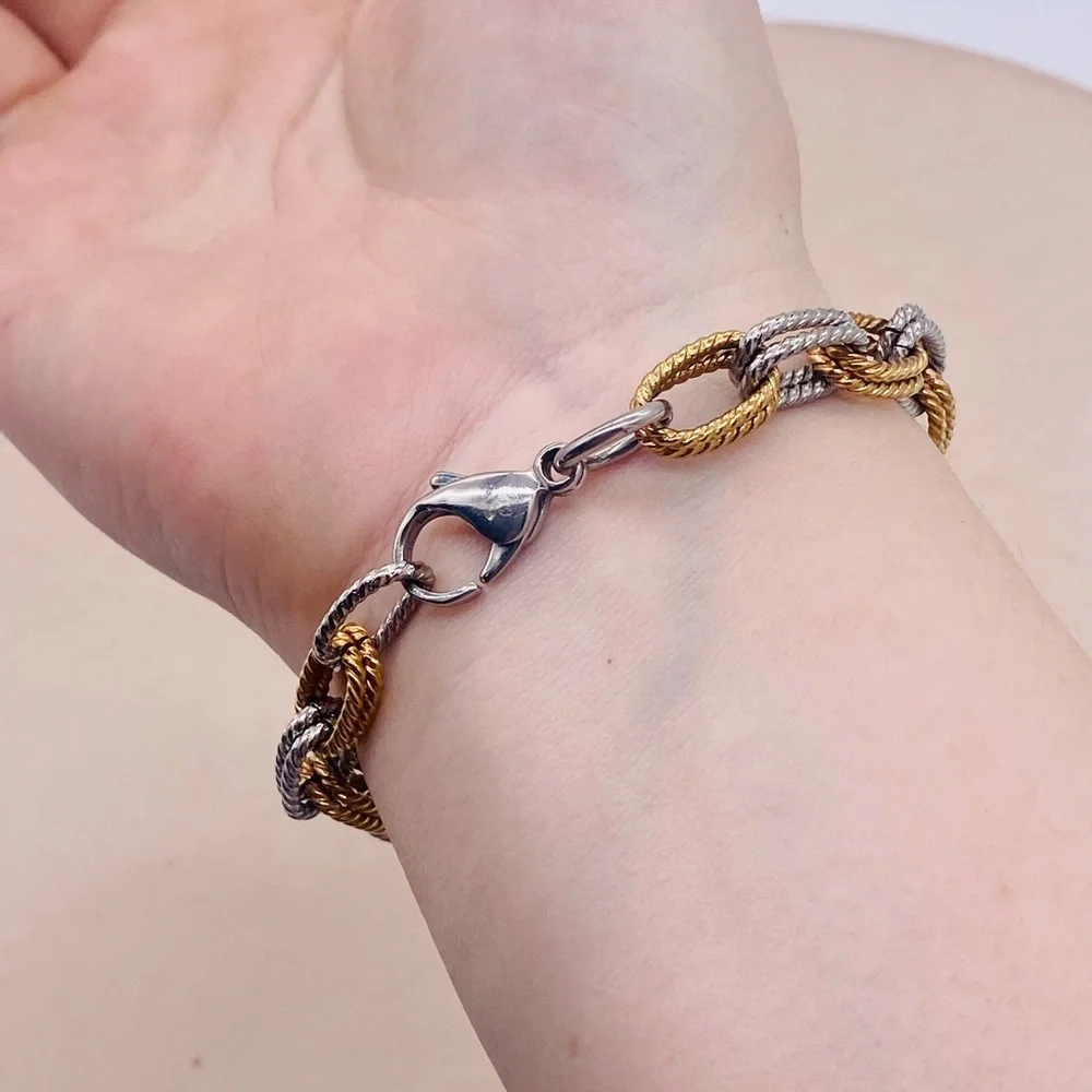 EUC Silver & Gold Plated Double Link Bracelet